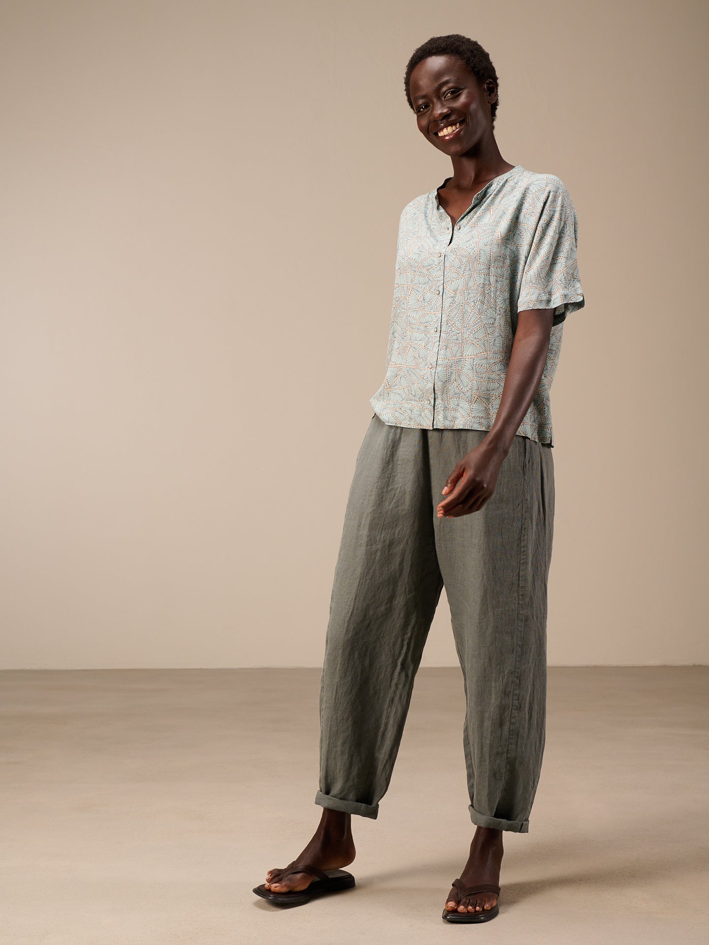 Blouse with stand-up collar