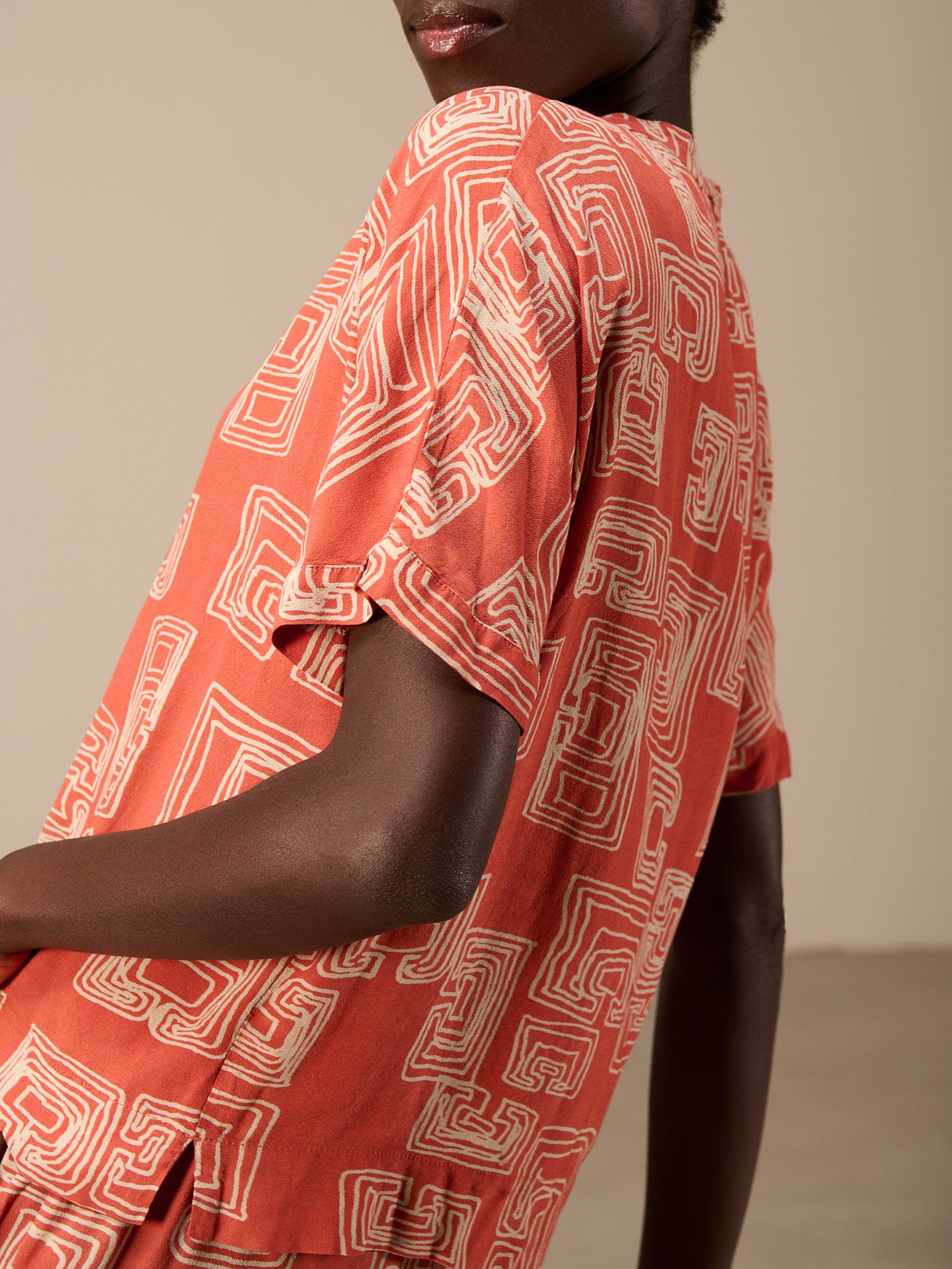 Blouse with stand-up collar