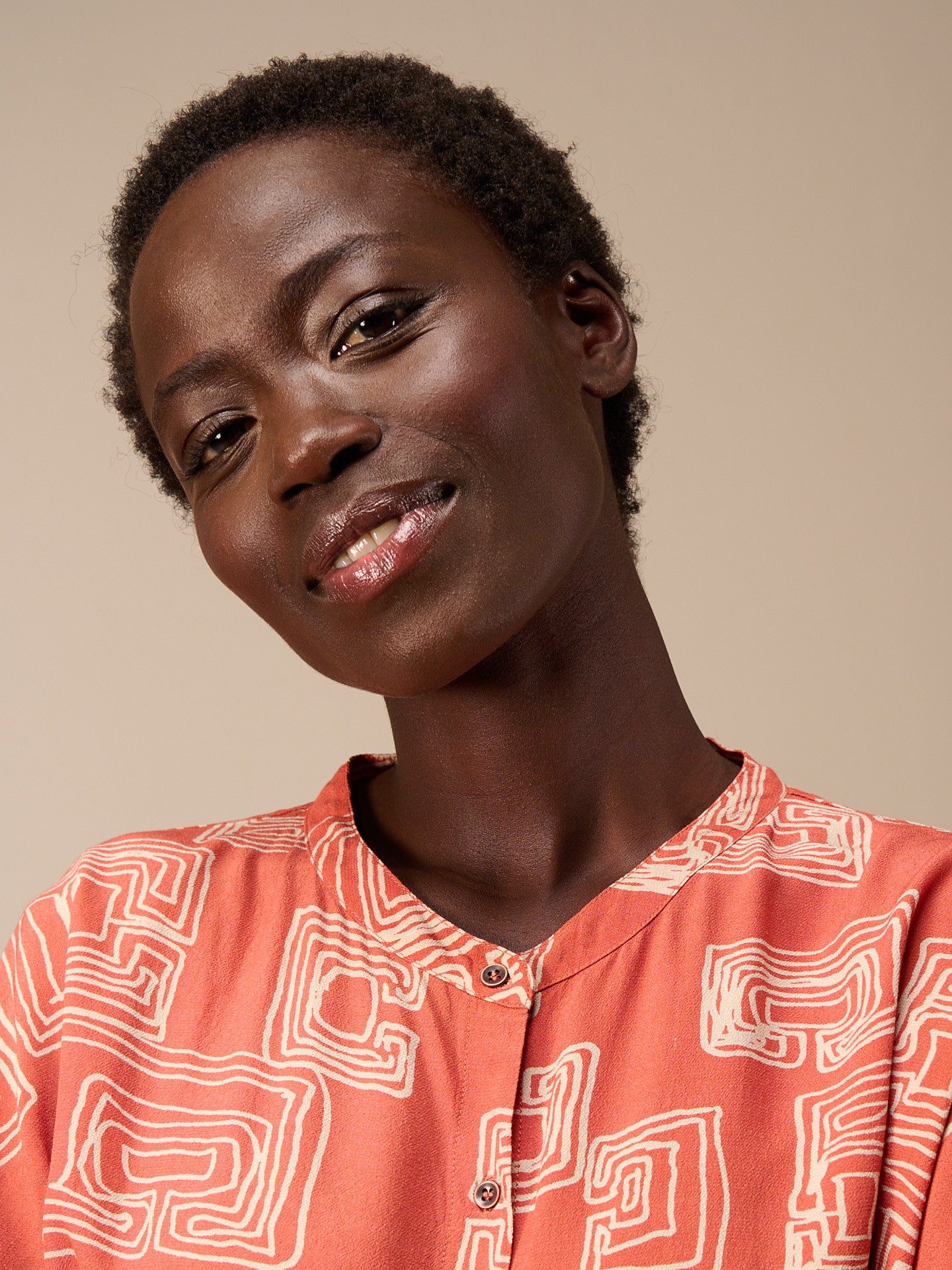 Blouse with stand-up collar