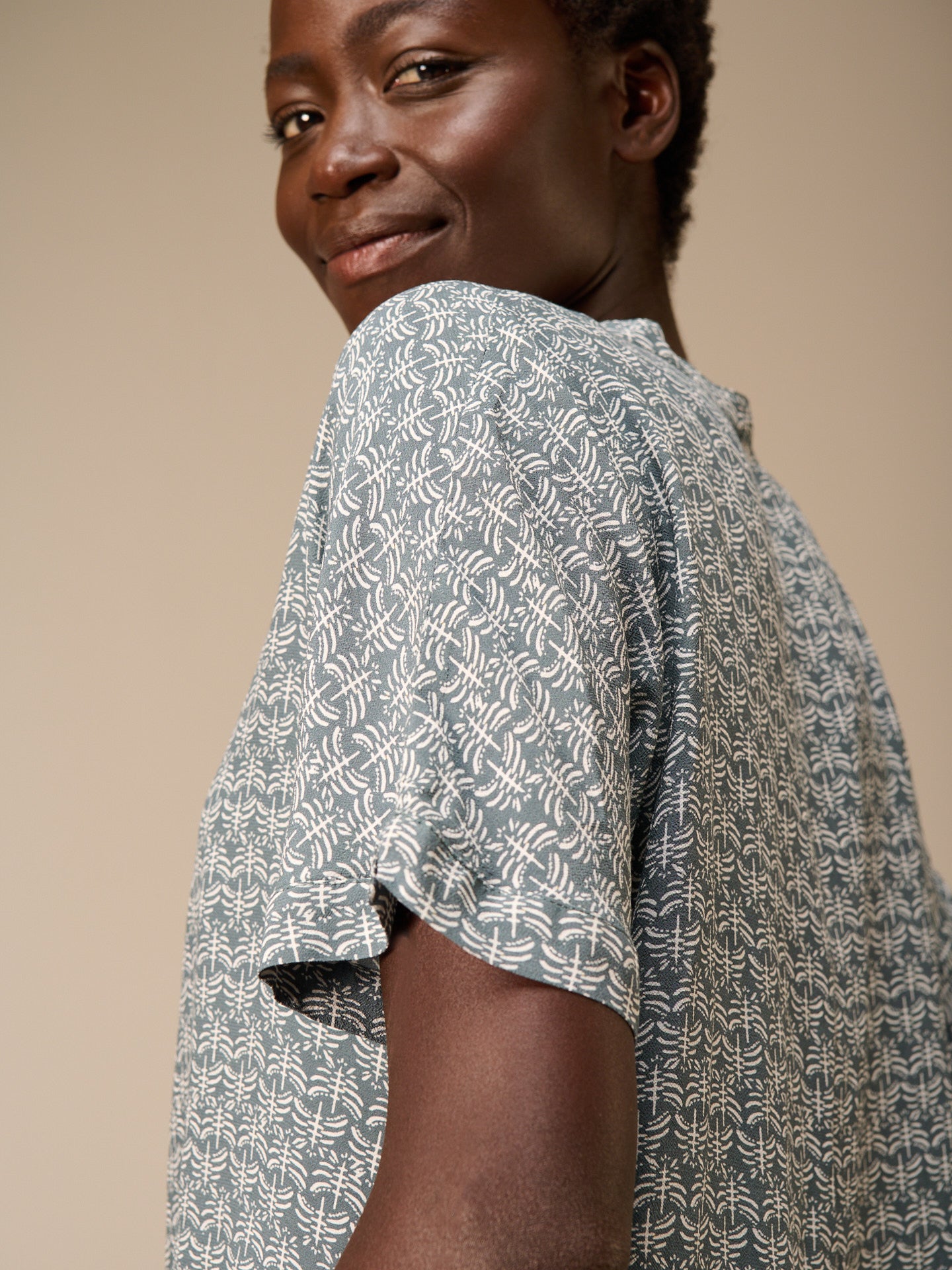 Blouse with stand-up collar