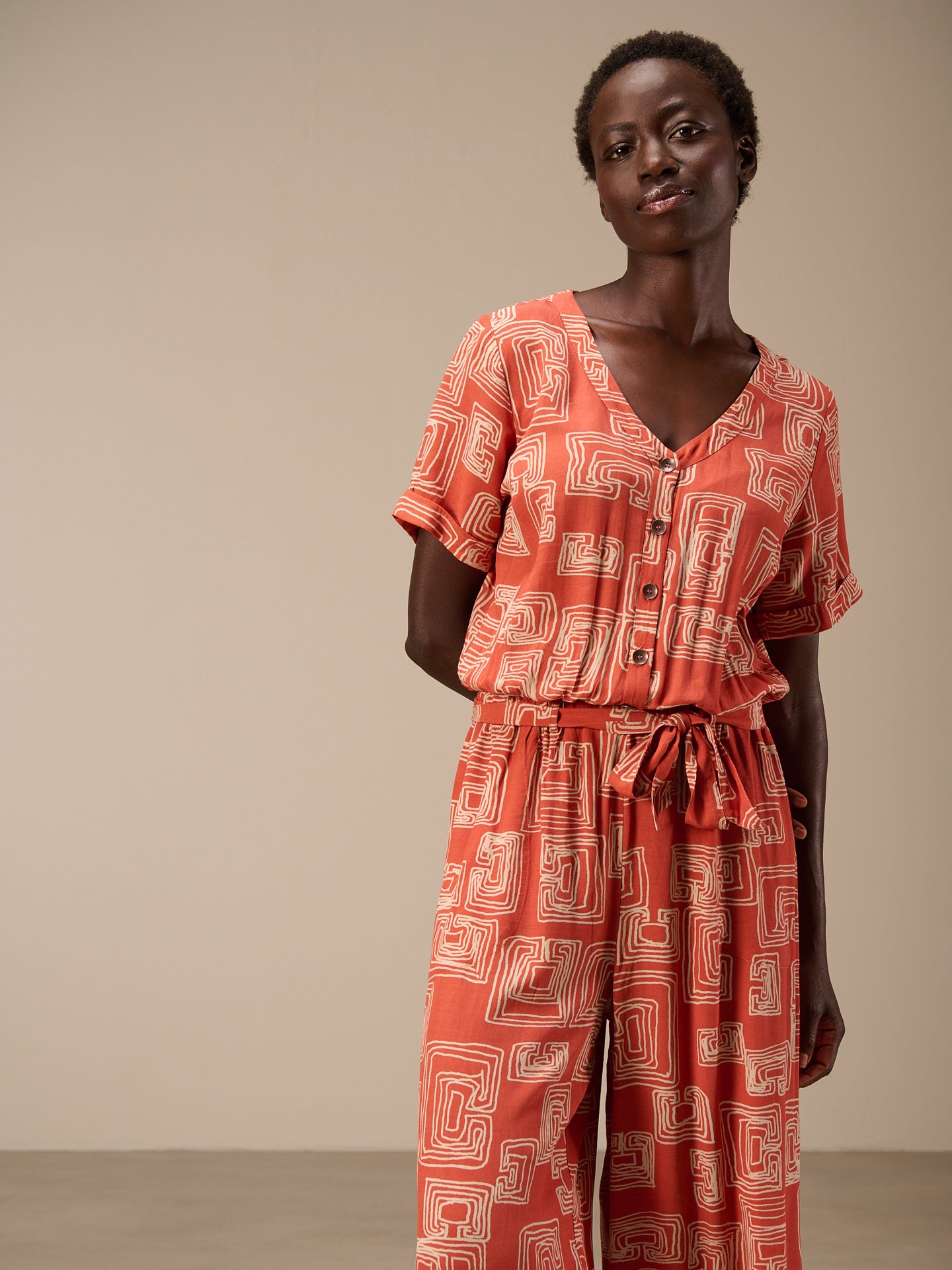 V-neck jumpsuit