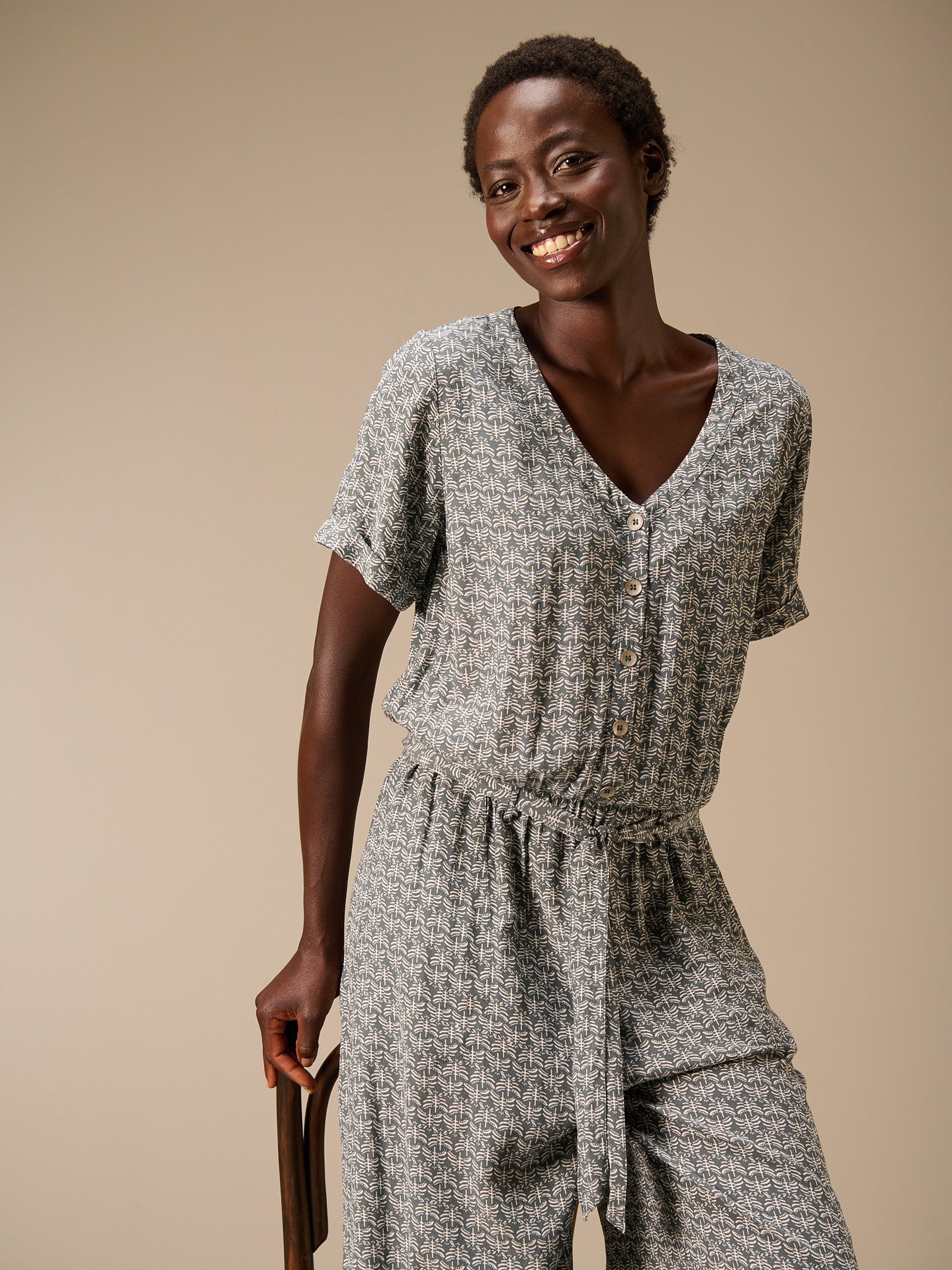 V-neck jumpsuit
