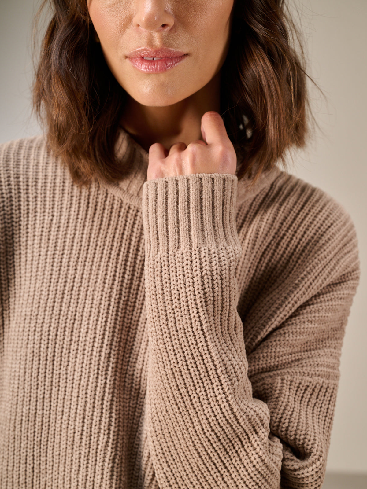 Sweater with stand-up collar