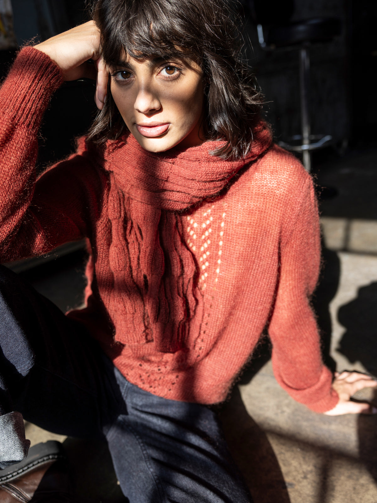 Knitted sweater with pattern